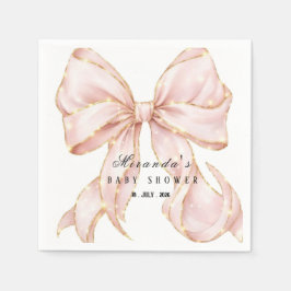 Servilleta De Papel Baby Girl Pink Bow Baby Shower Invitation
