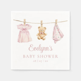 Servilleta De Papel Baby Girl Pink Clothesline Baby Shower