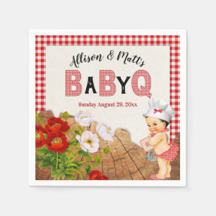 Servilleta De Papel Baby Girl Shower Red Gingham Baby Q Barbeque