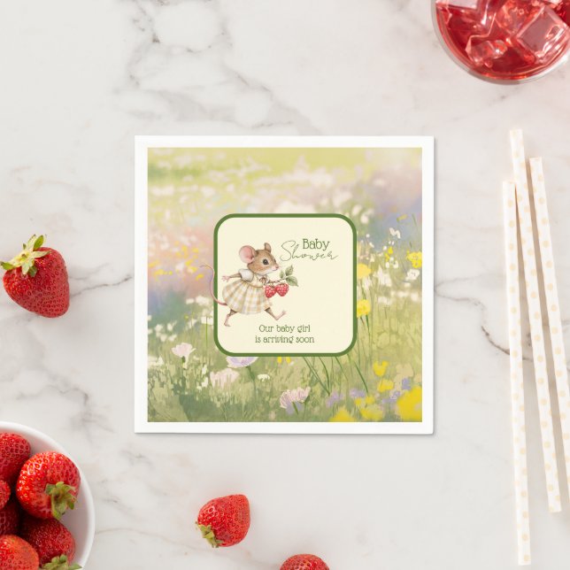 Servilleta De Papel Baby Girl Woodland Animal Shower (In situ)