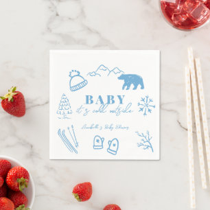 Servilleta De Papel Baby hace frío afuera Baby Shower Azul de Dibujo a