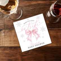Baby hace frío afuera Pink Bow Invierno Baby Showe