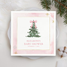 Servilleta De Papel Baby hace frío fuera Pink Bow Baby Shower