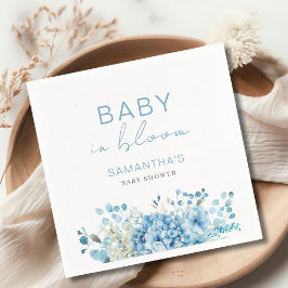 Servilleta De Papel Baby In Bloom Blue Floral Boy Baby Shower 
