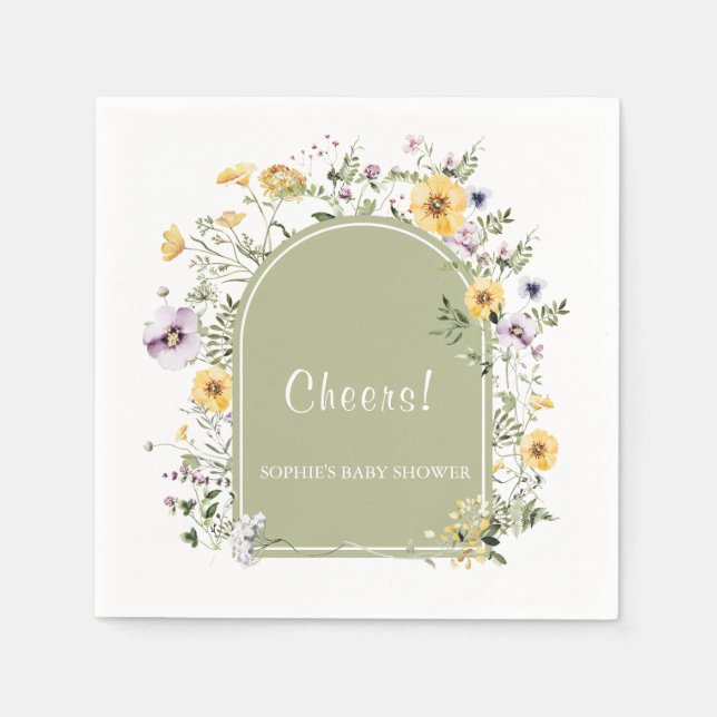 Servilleta De Papel Baby In Bloom Boho Wildflower Baby Shower (Anverso)