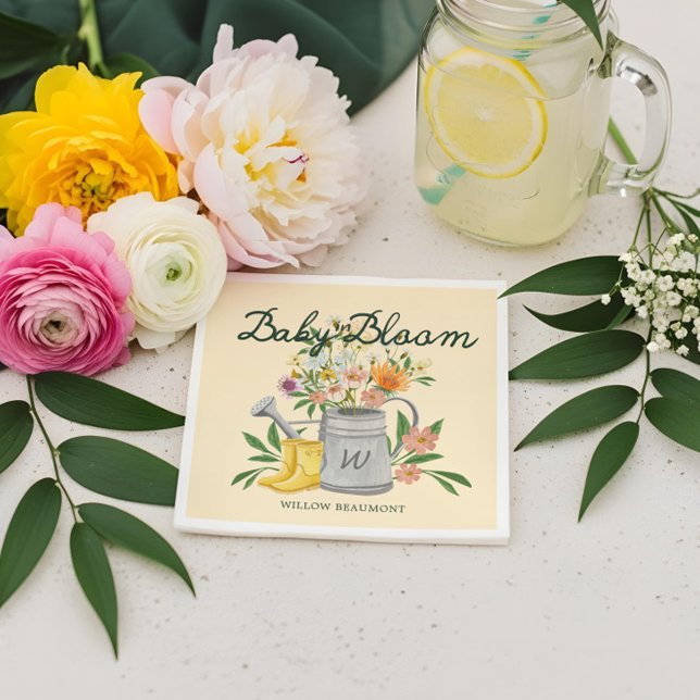 Servilleta De Papel Baby in Bloom Floral Garden Rain Boots Baby Shower (Baby in Bloom Floral Garden Rain Boots Baby Shower Napkins)