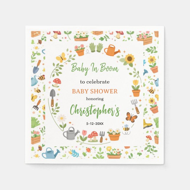 Servilleta De Papel Baby in Bloom Garden Baby Shower | Cute Floral  (Anverso)