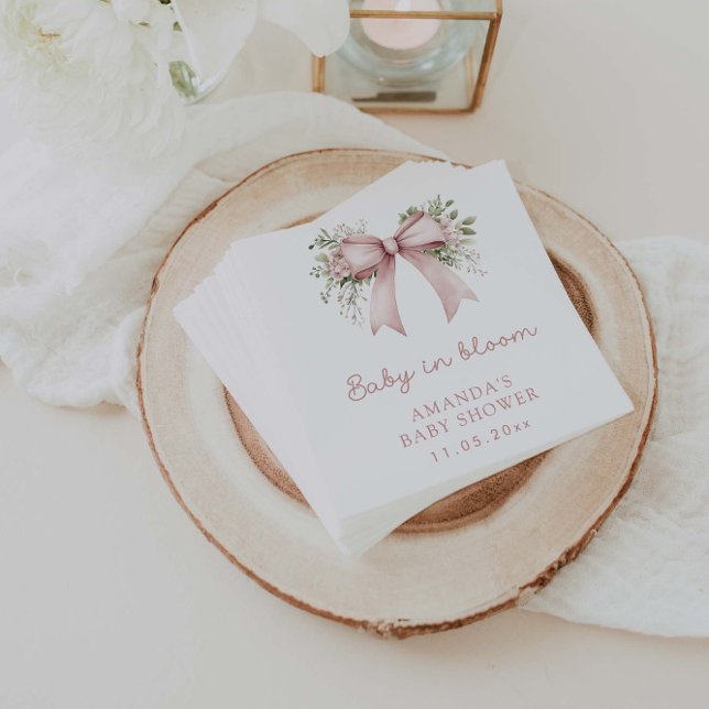 Servilleta De Papel Baby In Bloom Pink Bow Chica Baby Shower (Subido por el creador)