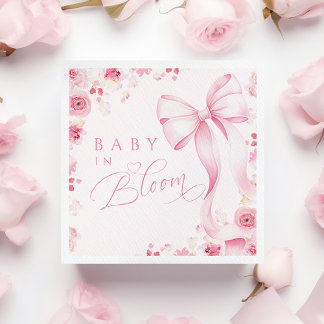 Servilleta De Papel Baby in Bloom Pink  Bow Napkins 