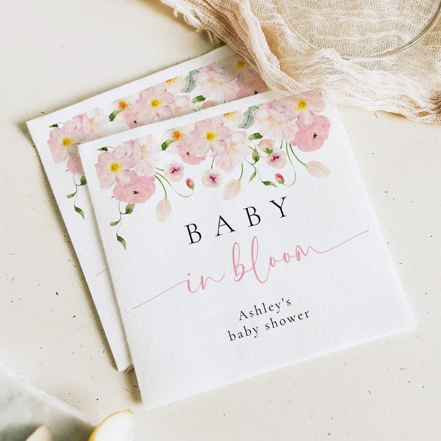 Servilleta De Papel Baby In Bloom Pink Floral Baby Shower Napkins (Subido por el creador)