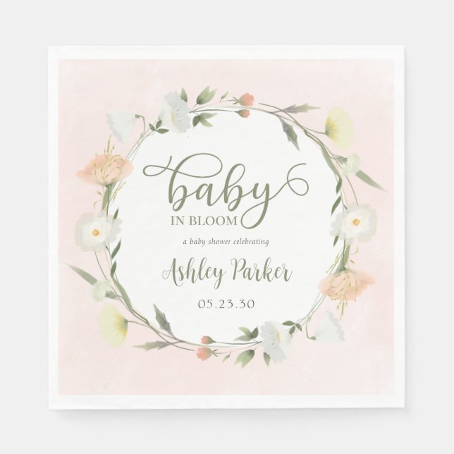 Servilleta De Papel Baby In Bloom Wildflower Baby Shower (Anverso)
