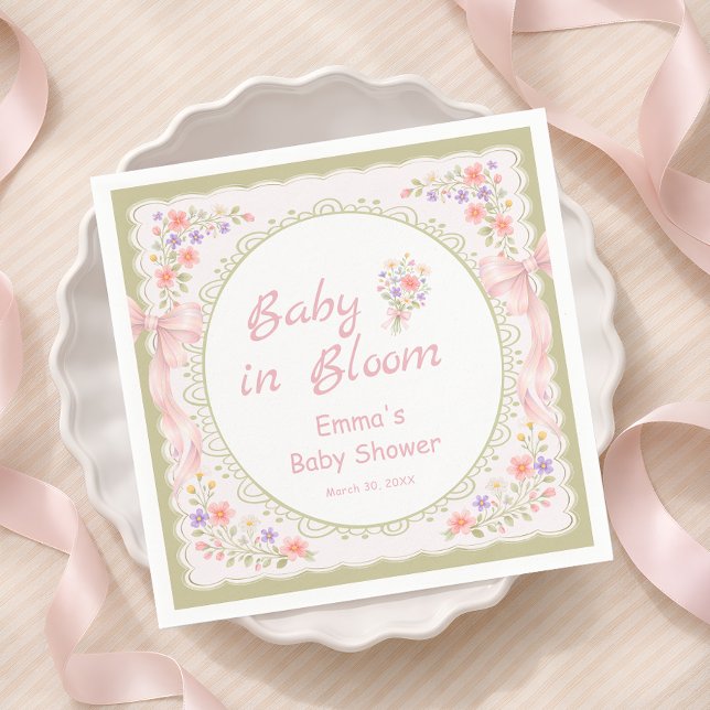 Servilleta De Papel Baby in Bloom Wildflower Bow Baby Shower  (Subido por el creador)