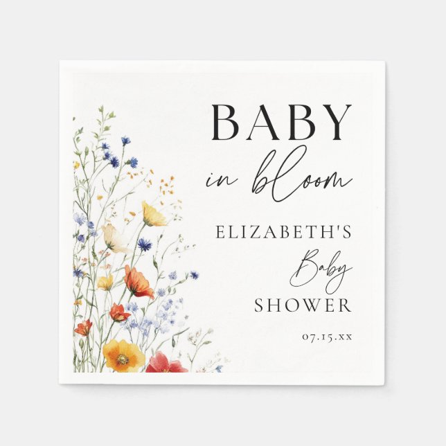 Servilleta De Papel Baby In Bloom Wildflowers Baby Shower (Anverso)