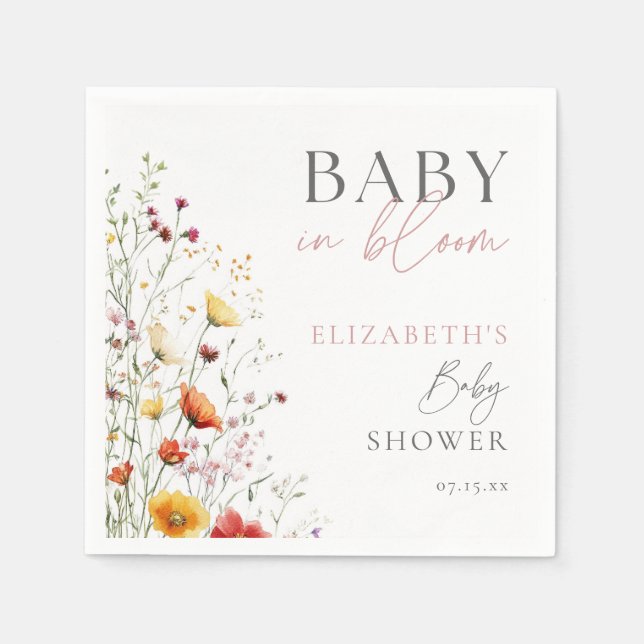 Servilleta De Papel Baby In Bloom Wildflowers Baby Shower (Anverso)