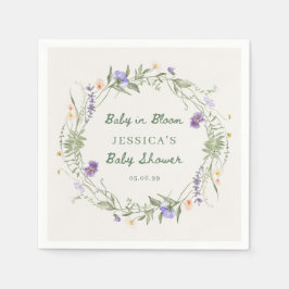 Servilleta De Papel Baby in Bloom Wildflowers, Baby Shower Napkins