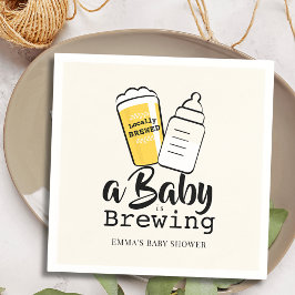 Servilleta De Papel Baby is Brewing Beer Baby Bottle Beige Baby Shower