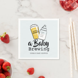 Servilleta De Papel Baby is Brewing Beer Baby Bottle Blue Baby Shower