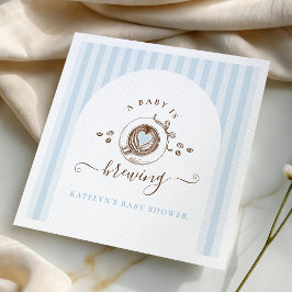 Servilleta De Papel Baby Is Brewing Blue Stripes Hand Drawn Napkins
