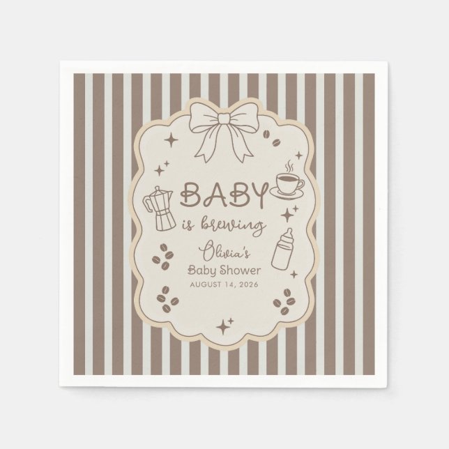 Servilleta De Papel Baby is Brewing Espresso Coffee Baby Shower (Anverso)