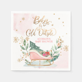 Servilleta De Papel Baby It's Cold fuera de Winter Sleigh Baby Shower 