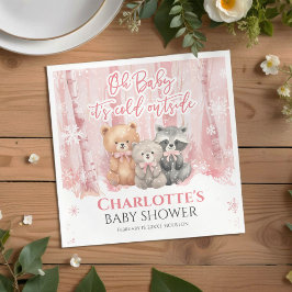 Servilleta De Papel Baby it's cold outside Pink Forest Baby Shower