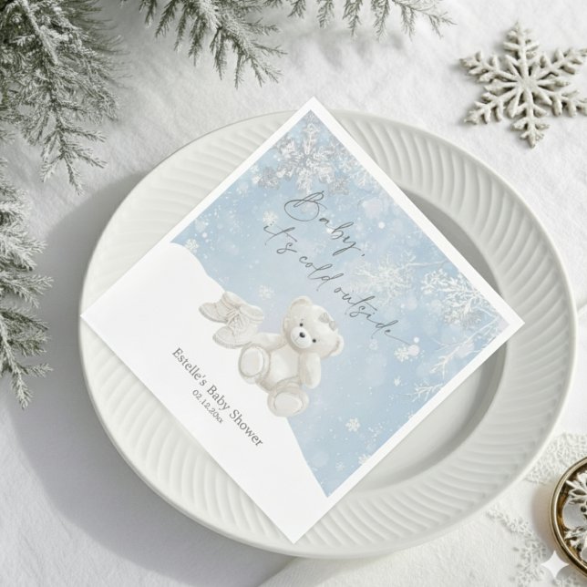 Servilleta De Papel Baby, It's Cold Outside Teddy Bear Winter Accent (Subido por el creador)