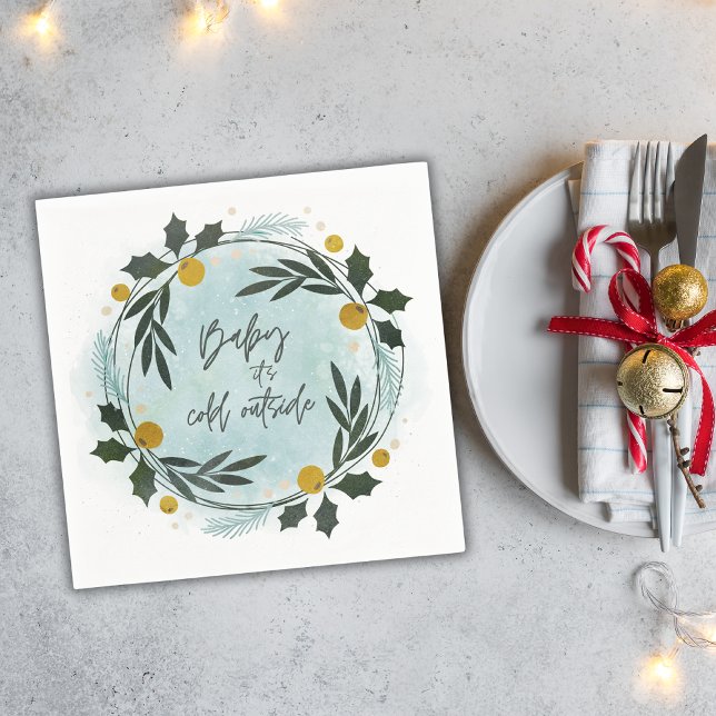 Servilleta De Papel Baby Its Cold Outside Winter Blue Gold Baby Shower (Subido por el creador)