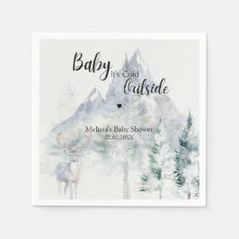 Servilleta De Papel Baby Its Cold Outside Winter Evergreen Baby Shower
