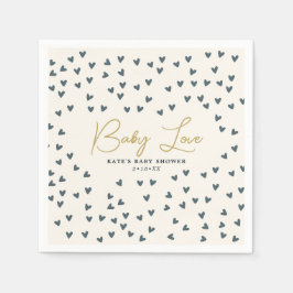 Servilleta De Papel Baby Love Blue Hearts Blue Baby Shower