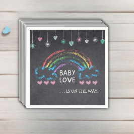 Servilleta De Papel Baby Love Chalkboard Hearts & Rainbow Baby Shower