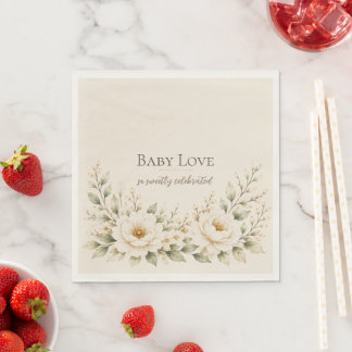 Servilleta De Papel Baby Love Floral Teddy Bear Baby Shower