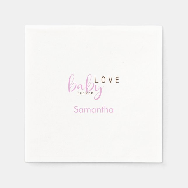Servilleta De Papel Baby Love Pink Baby Girl Shower Coctail (Anverso)