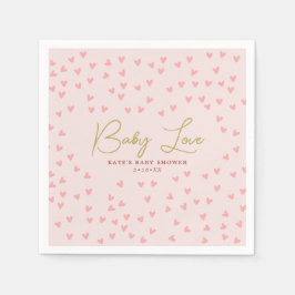 Servilleta De Papel Baby Love Pink Hearts Chica Baby Shower