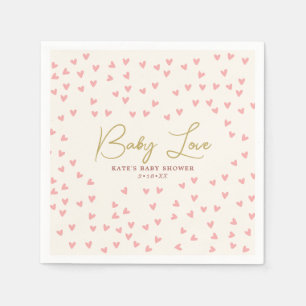 Servilleta De Papel Baby Love Pink Hearts Chica Baby Shower