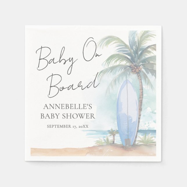 Servilleta De Papel Baby On Board Beach Baby Shower (Anverso)