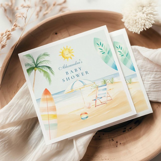 Servilleta De Papel Baby on Board Beach Surf Baby Shower (Subido por el creador)