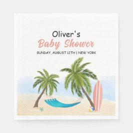 Servilleta De Papel Baby On Board Beach Surfing Baby Shower