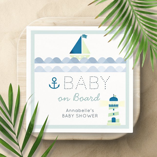 Servilleta De Papel Baby on Board Nautical Blue Boy Baby Shower (Subido por el creador)