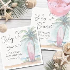 Servilleta De Papel Baby On Board Pink Beach Baby Shower