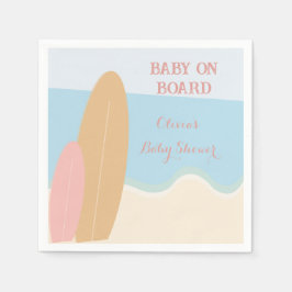 Servilleta De Papel Baby on Board Surfing Beach Baby Shower
