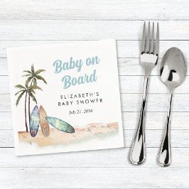 Servilleta De Papel Baby On Board Surfing Beach Baby Shower