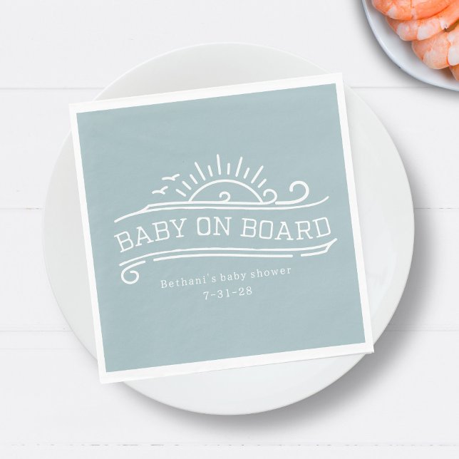 Servilleta De Papel Baby On Board Surfing Blue Baby Shower (Subido por el creador)