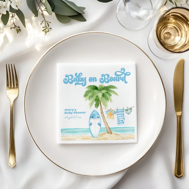 Servilleta De Papel Baby on Board Surfing Boy Baby Shower (Subido por el creador)