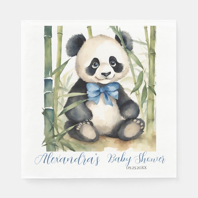 Servilleta De Papel Baby Panda Bear Boy Baby Shower (Anverso)