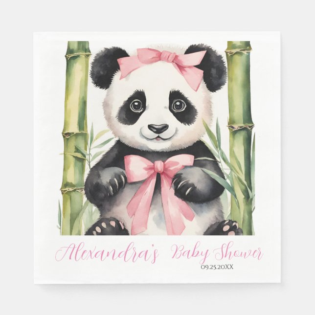 Servilleta De Papel Baby Panda Bear Chicas Baby Shower (Anverso)