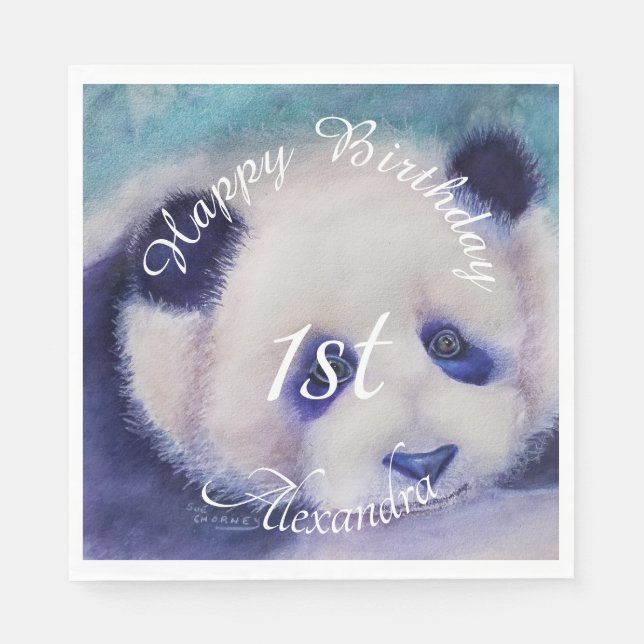 Servilleta De Papel Baby Panda Bear Happy Birday (Anverso)