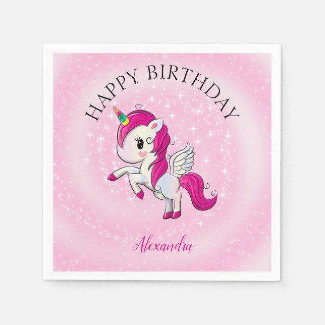 Servilleta De Papel Baby Pink Unicorn (Anverso)