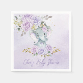 Servilleta De Papel Baby Purple Floral Elephants Twins Baby Shower