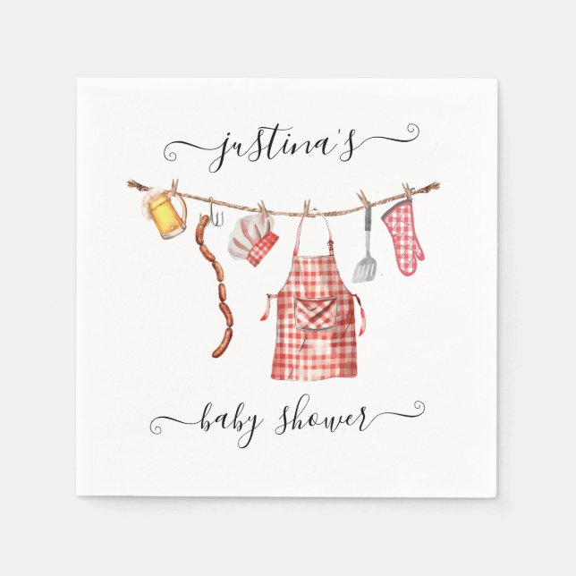 Servilleta De Papel Baby-Q barbacoa Clothesline Baby Shower (Anverso)