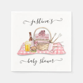 Servilleta De Papel Baby Q Barbecue Shower Pink Picnic Baby Shower